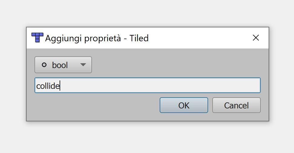 Impostazione del nome "collision" per la proprietà