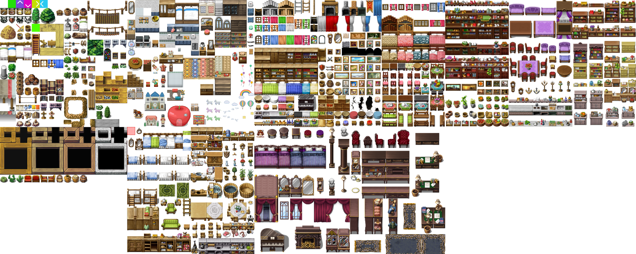 Esempio di tileset: le tile raggruppate in un'unica immagine PNG